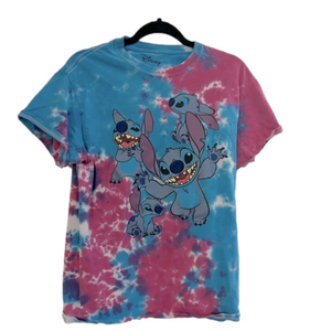 Disney Stitch Tie Dye Tee T-Shirt Blue Pink Cotton Women’s Size Medium